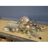 Large amount of mostly silver plated items including jugs, bowls and butter dish etc