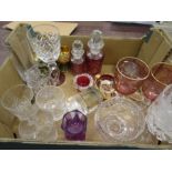 Quantity of glassware inc Cranberry glass