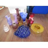 Caithness vase, various glass ware inc scent bottles