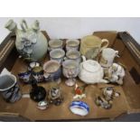 Oriental figures, commemorative cups etc