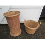 Wicker stick stand (H72cm approx) and log basket