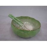 Maling iridescent fruit bowl with serving spoons