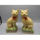 A pair of Staffordshire cats 19cmH