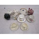 Collection of teapots and cups to include Meakin, James Kent and Royal Heritage