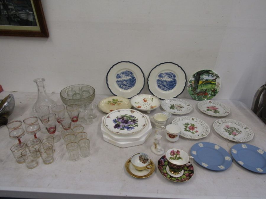 Jasperware, Royal Doulton etc- a collection of china plates and glasses