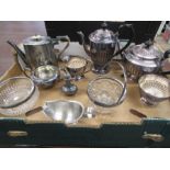 Sheffield plated teapot, coffee pot, sugar bowl and jug along with another teapot and various