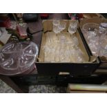 Swedish glass serving tray, quality glass suite, decanter and shot glass carriage set etc