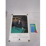 1990's Snooker poster hand signed by Jimmy White and program hand signed by Joe Swail and other