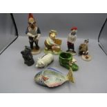 County Companion dogs, Villeroy & Bosch hedgehog, Beswick fish repaired, elephant pie funnel and a