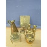 Brass items including jug, kettle and pair of vases etc