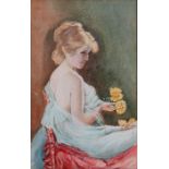 after John Robinson watercolour on paper framed and mounted portrait of a lady 41cm x 54cm