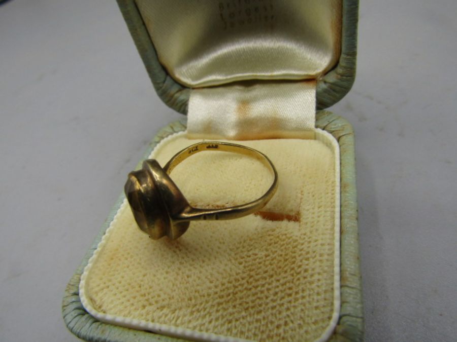 A gold ring stamped 9ct with yellow stone 2.24gms size k-l - Image 3 of 3