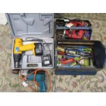 Joblot of tools, tool boxes and electrical fittings
