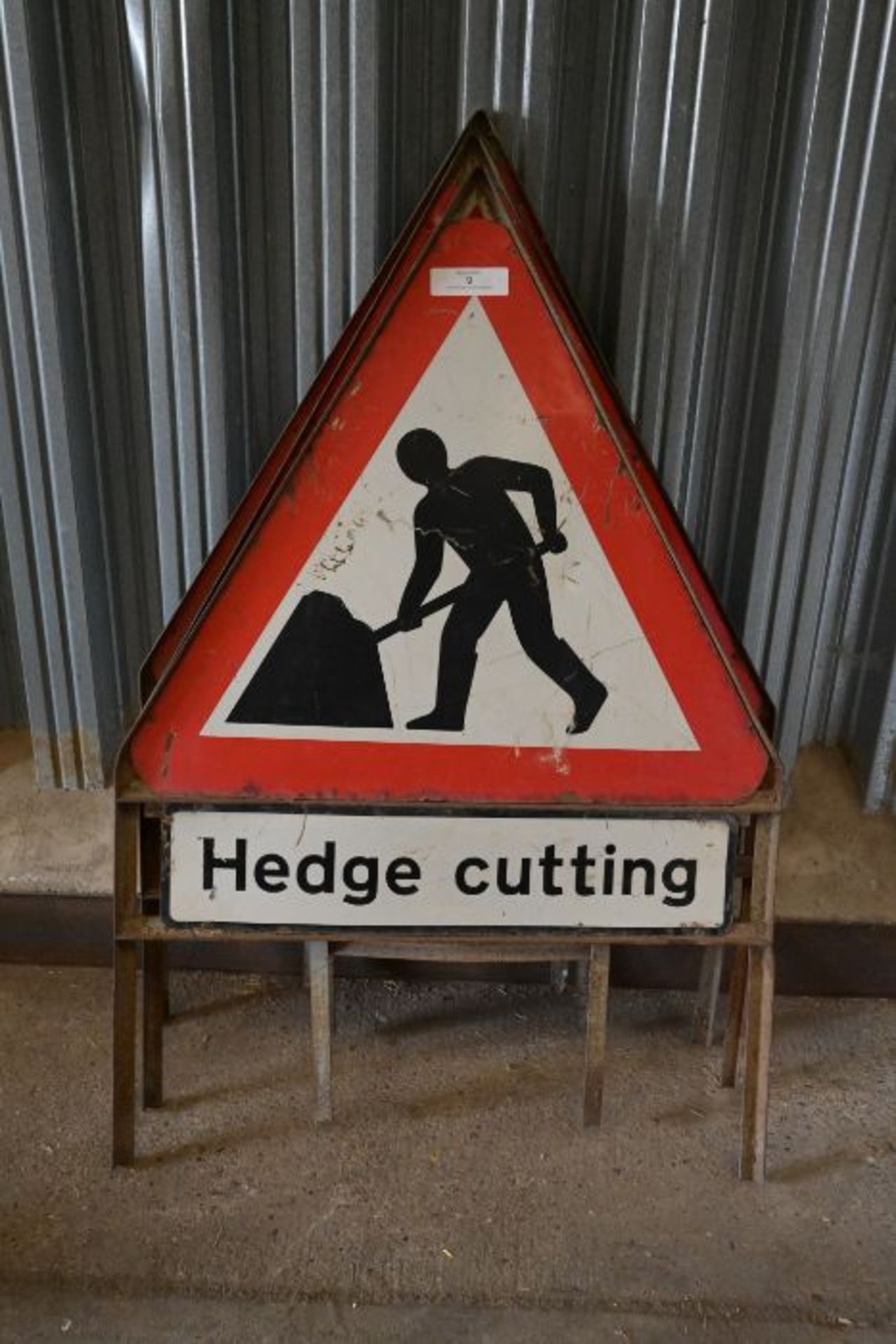 3 hedge cutting road hazard signs