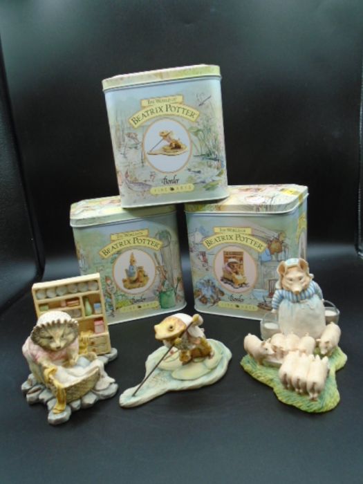 3 Border Fine Arts 'World of Beatrix Potter Figurines' - Jeremy Fisher Punting BP9 (2.75" tall), Mrs - Image 2 of 9