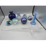 Adrian Sankey handmade glass vases, heavy coloured glass vases, glass dagger and paperweights
