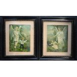 Pair of 19thC 'Guardian Angel' Framed Pictures after Plockhurst , showing the typical high Victorian