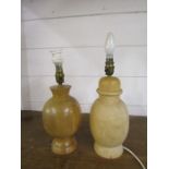 2 Hand turned wooden table lamps (PAT tested)