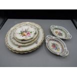Crossed sword Dresden flower trinket dishes and plates