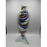 Multi swirl glass fish 39cmH