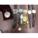 A collection of watches inc Seiko and a pocket watch