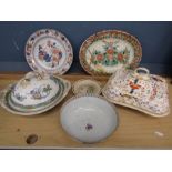 Antique Spode tureen and antique plates/bowls