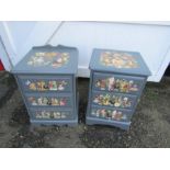 2 Bedside chests of drawers with Decoupage work