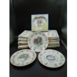 12 Wedgwood Beatrix Potter Christmas Plates dated 1981 through to 1992, 9 plates come with boxes
