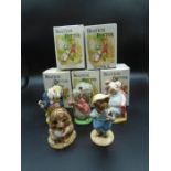 5 boxed Beswick Beatrix Potter Figurines - Tommy Brock, Timmy Tiptoes, Tom Kitten and Butterfly, Old