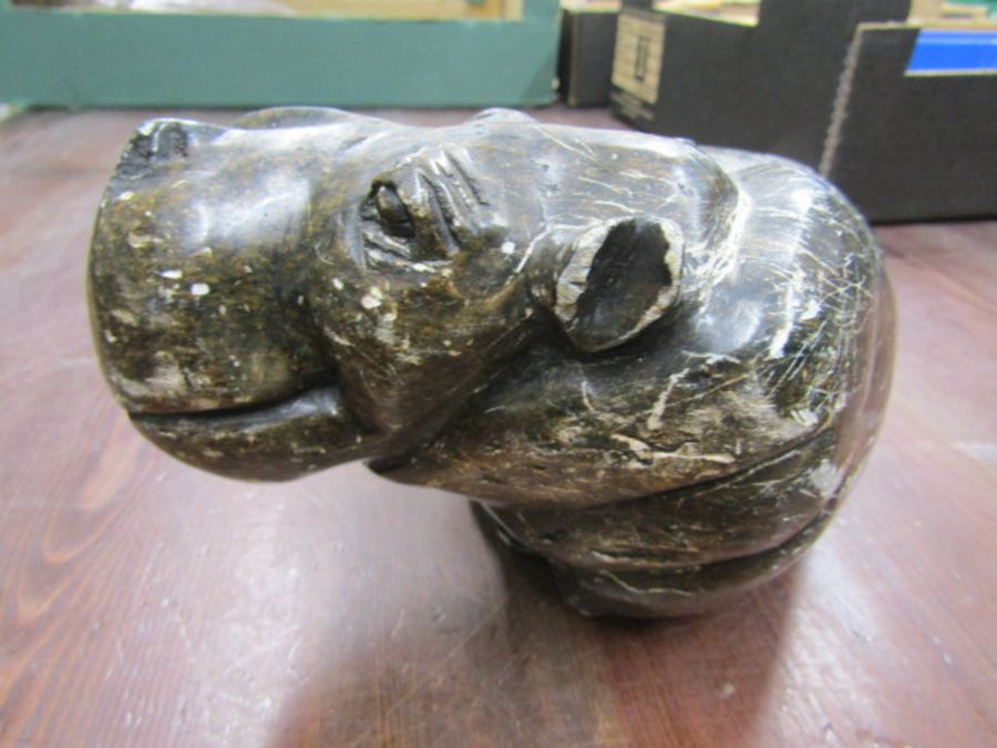 Inuit art hippo, Aynsley daschound, Frith sculpture cats and other various animals - Image 7 of 10