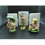 3 Large Royal Albert World of Beatrix Potter Figurines - Jeremy Fisher P3372, Benjamin Bunny P3403