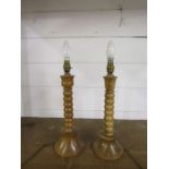 2 Hand turned hardwood table lamps (PAT tested)