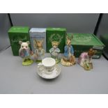 5 Beswick Beatrix Potter figures and Royal Doulton tea cup 4 have boxes