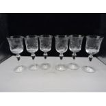 6 etched stemmed glasses