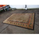 A multi ground rug with border of horses 200cm x 290cm approx