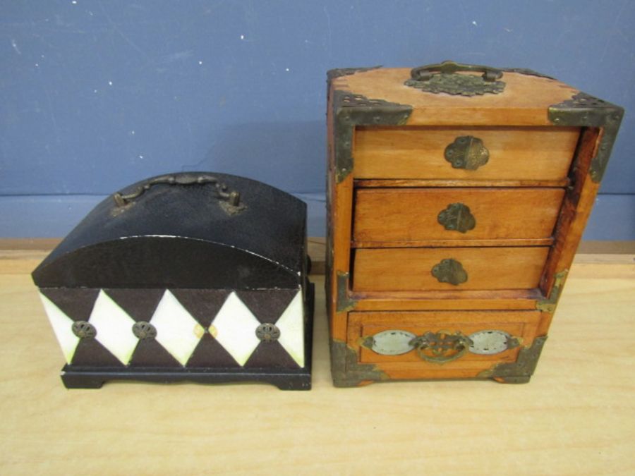 2 wooden jewellery boxes