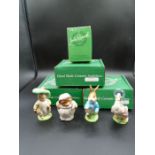 4 boxed Gold Beswick Beatrix Potter figurines, 3 with gold oval stamp -- Peter Rabbit 7793, Mrs