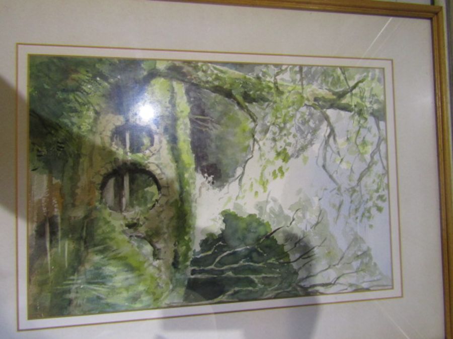 M.J Cook watercolour of a church 52x42cm, Paul Stafford watercolour of The Ancient Bridge in - Image 4 of 5