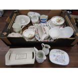 Shelley, Rosenthal, Cornish pottery, Royal Worcester, Portmeirion- a tray of mixed china