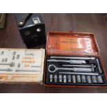 Socket wrench set and Kodak Brownie camera