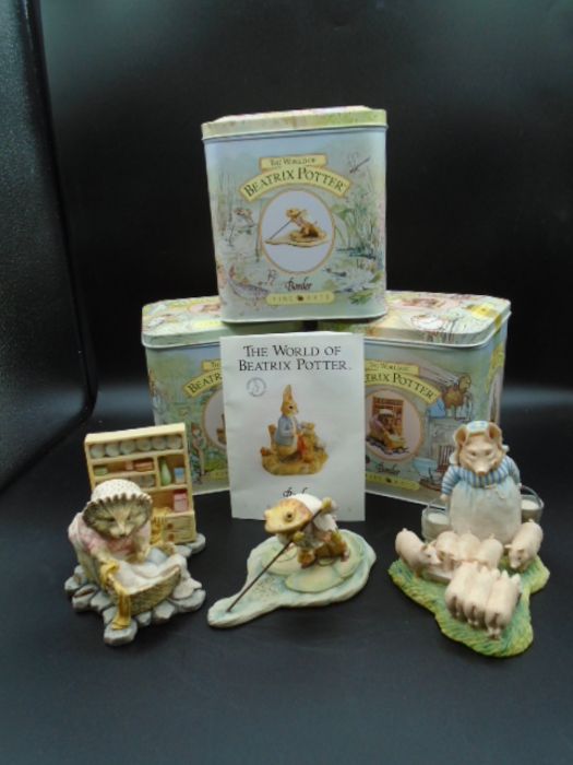 3 Border Fine Arts 'World of Beatrix Potter Figurines' - Jeremy Fisher Punting BP9 (2.75" tall), Mrs