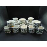 15 Portmeirion Botanic Garden Breakfast cups and saucers (4 cups faded)