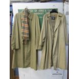 Burberrys coats- 2 mac's and Burberrys scarf The ladies beige mac (size 18 XL) has a stain to the