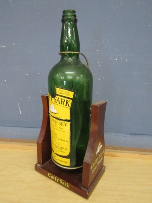 Cutty Sark scotch 3 litre bottle on swing cradle (empty)