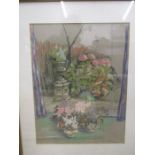 Original pastel of flowers signed Ropo 39x48cm