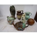 W. German jug, Doulton style jug, vintage dog, teapot, decanter, vase etc