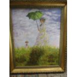 Brend Rankin oil on board depicting a lady with parasol in gilt frame 37x44cm