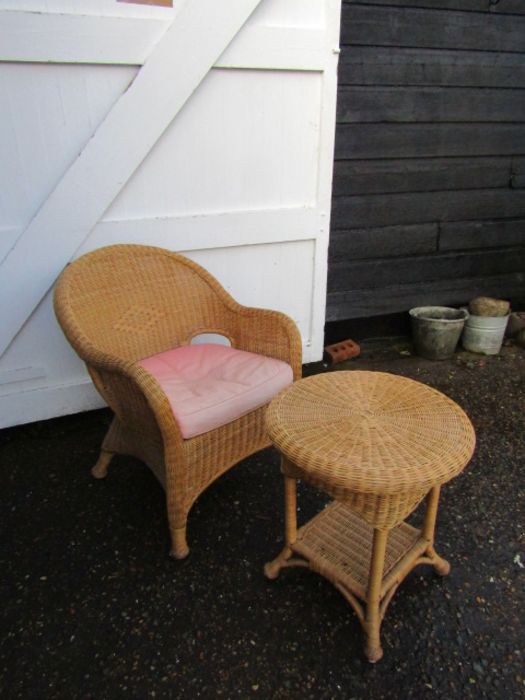 Wicker chair and stool