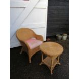 Wicker chair and stool