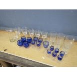 Mixed glasses to include Cobalt blue cut glass